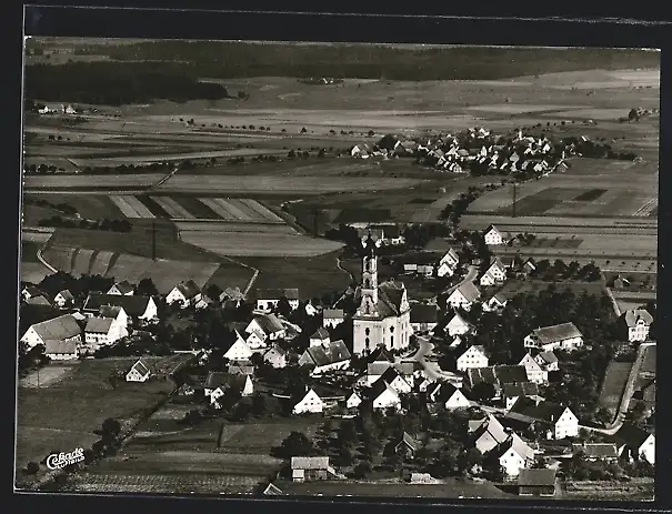 AK Steinhausen bei Schussenried /Württ., Ortsansicht mit Wallfahrtskirche vom Flugzeug aus