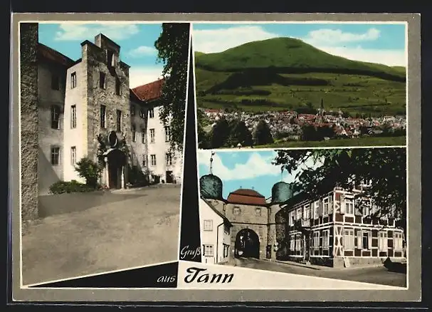 AK Tann /Rhön, Strassenpartie mit Tor, Gesamtansicht