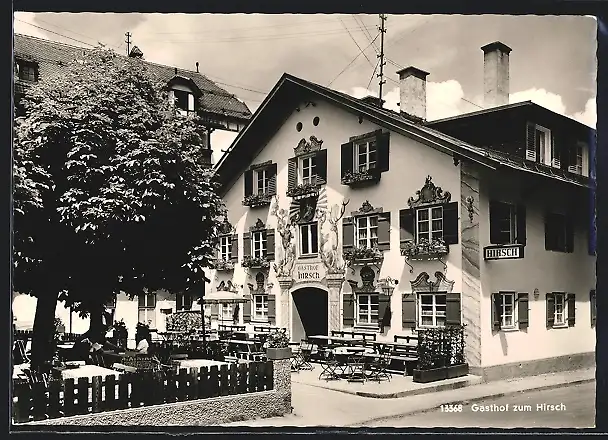 AK Oberstdorf /Allg., Gasthof zum Hirsch, mit Garten