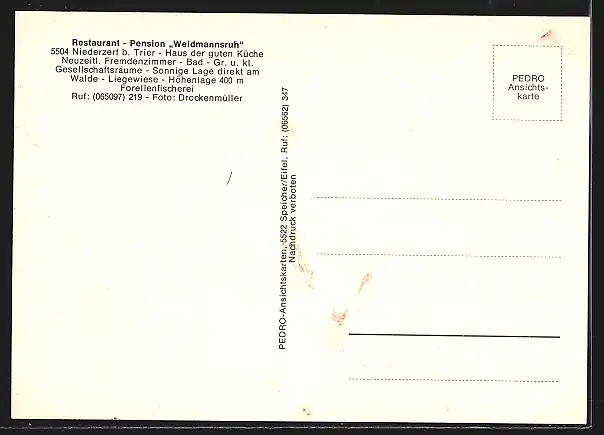 AK Niederzerf bei Trier, Restaurant-Pension Weidmannsruh