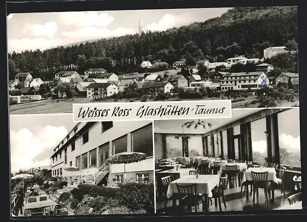 AK Glashütten /Ts., Hotel-Pension Weisses Ross P. Halm, Ortsansicht