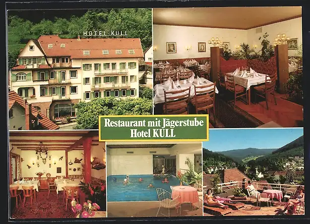 AK Bad Herrenalb /Schwarzwald, Hotel Kull D. Baumstark, Restaurant mit Jägerstube