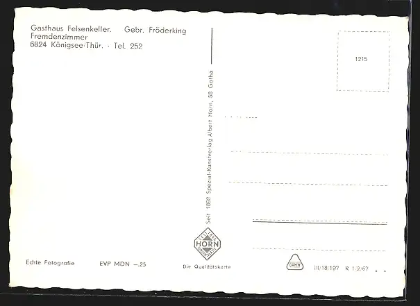 AK Königsee /Th., Gasthaus Felsenkeller Gebr. Fröderking