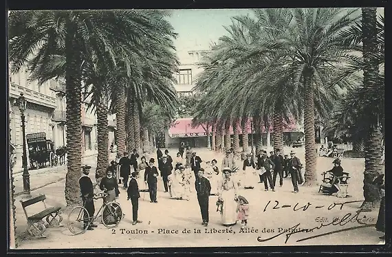 AK Toulon, Place de la Liberté, Allée des Palmiers