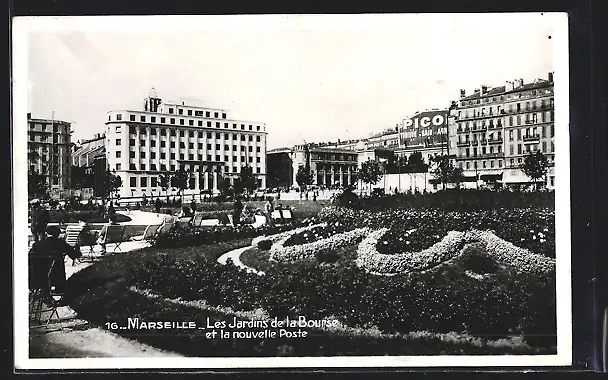 AK Marseille, Les Jardins de la Bourse et la nouvelle Poste