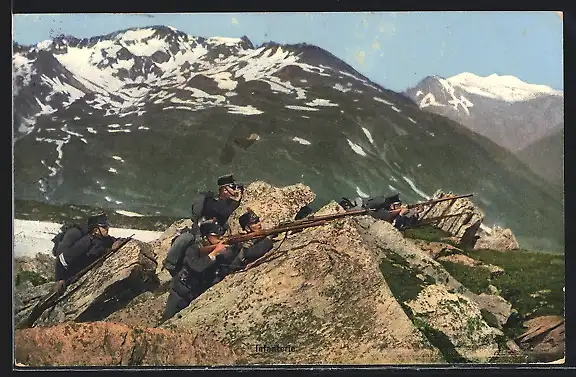 AK Infanterie in den Bergen, Grenzbesetzung 1914