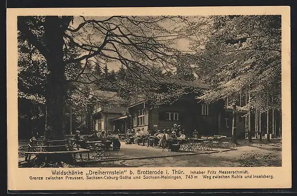 AK Brotterode /Th., Gasthaus Waldschänke Dreiherrnstein F. Messerschmidt, Gartenansicht