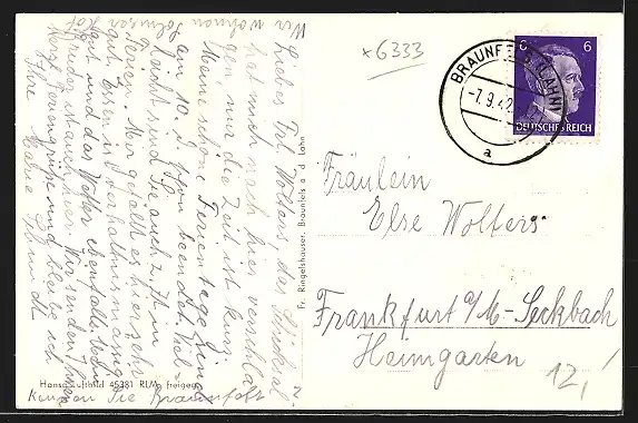 AK Braunfels /Lahn, Teilansicht, Fliegeraufnahme