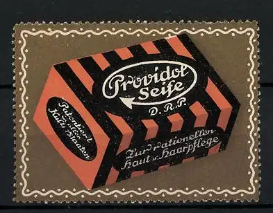 Reklamemarke Providol-Seife zur rationellen Haus- und Haarpflege, Seifenverpackung
