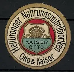 Reklamemarke Kaiser Otto, Heilbronner Nahrungsmittelfabrik Otto & Kaiser, Wappen