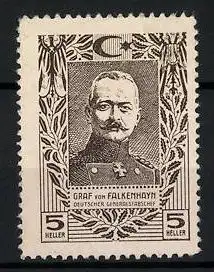 Reklamemarke Deutscher Generalstabschef Graf von Falkenhayn uniformiert im Portrait