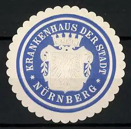 Präge-Reklamemarke Nürnberg, Krankenhaus der Stadt Nürnberg, Wappen
