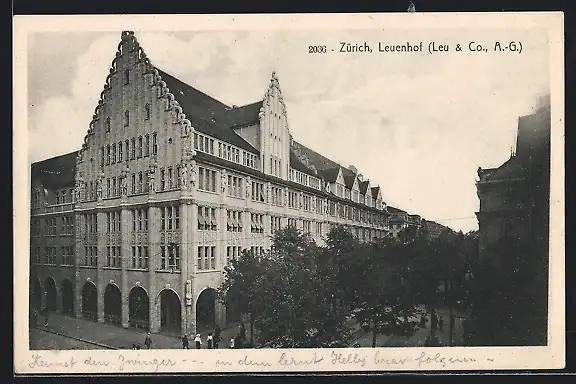 AK Zürich, Strassenpartie am Leuenhof