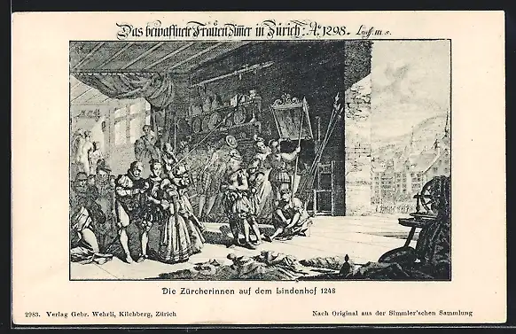 Künstler-AK Zürich, Die Zürcherinnen auf dem Lindenhof 1248