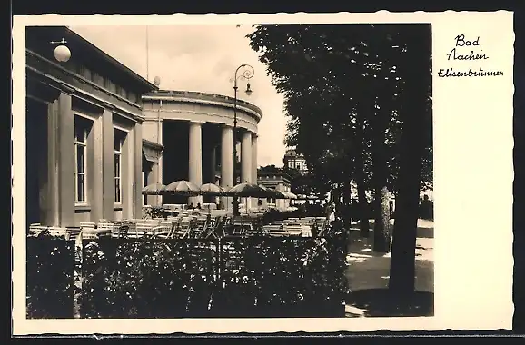 AK Bad Aachen, Elisenbrunnen, Gebäude mit Terrasse