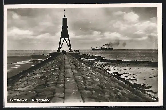 AK Cuxhaven, Kugelbake mit Seeblick