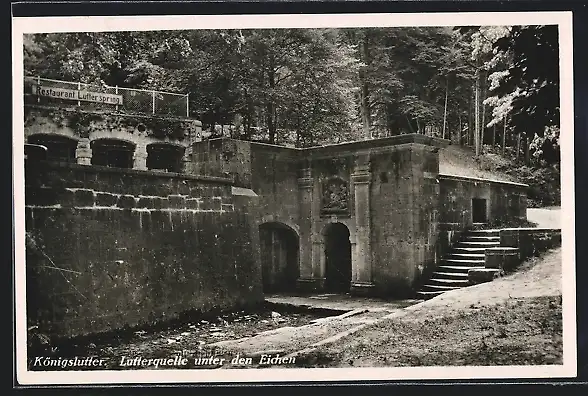 AK Königslutter, Lutterquelle unter den Eichen, mit Blick zum Restaurant Lutterspring H. Wasmus jun.