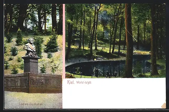 AK Kiel, Loewe-Denkmal, Wald-Idyll