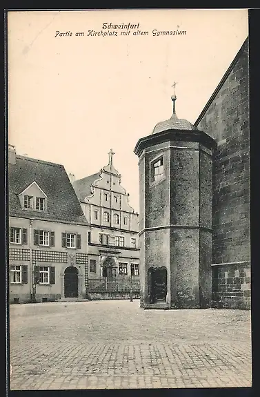 AK Schweinfurt, Kirchplatzpartie mit altem Gymnasium