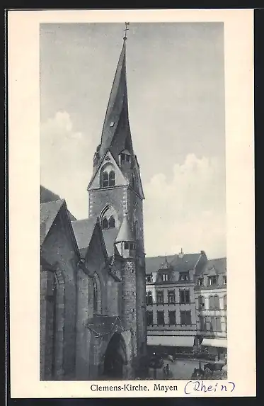 AK Mayen, Teilansicht der Clemens-Kirche