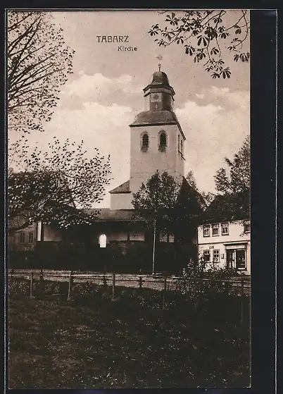 AK Tabarz, Kirche mit Strasse