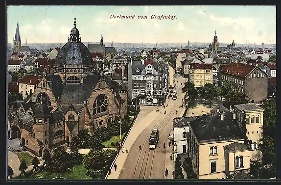 AK Dortmund, Synagoge vom Grafenhof her