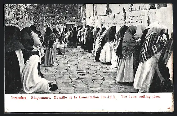 AK Jerusalem, Juden beten an der Klagemauer, Muraille de la Lamentation des Juifs, The Jews wailing place