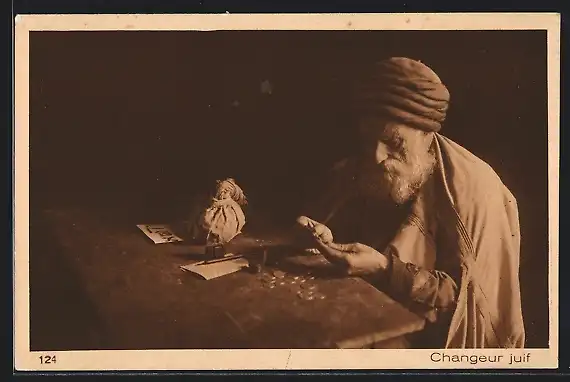 AK Jüdischer Mann zählt sein ganzes Geld ganz genau