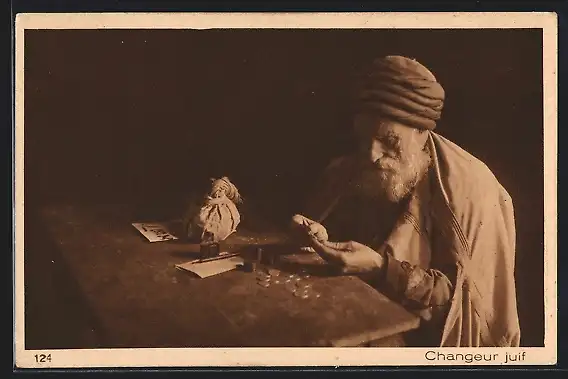 AK Jüdischer Mann zählt sein ganzes Geld ganz genau