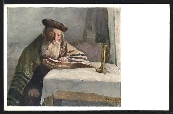 Künstler-AK Rabbi liest ein Buch