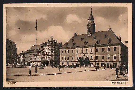 AK Annaberg /Erzgeb., Markt mit Rathaus