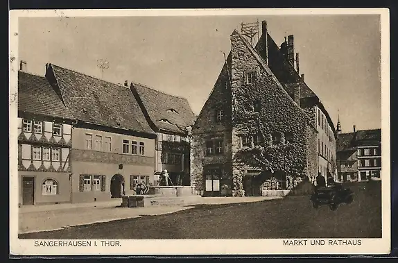 AK Sangerhausen /Th., Markt und Rathaus