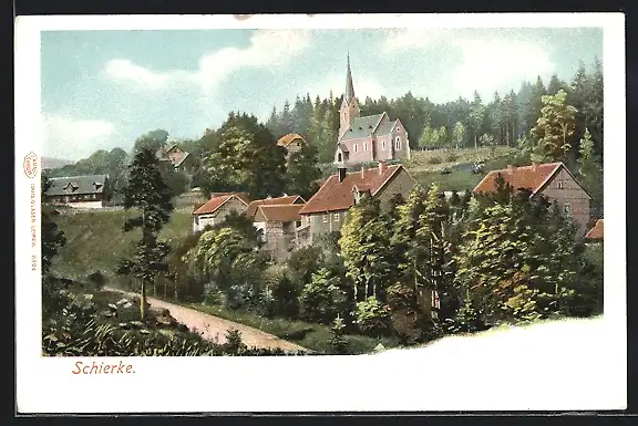 AK Schierke /Harz, Ortsansicht mit Kirche