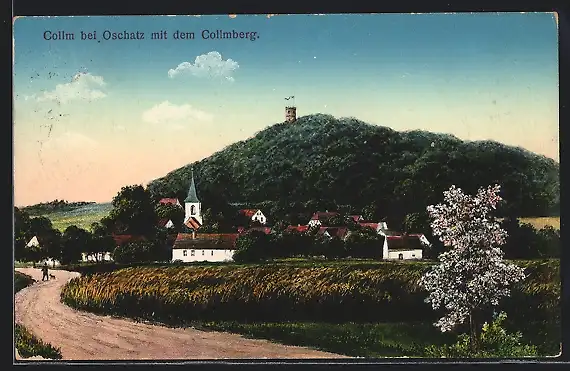 AK Collm bei Oschatz, Ortspartie mit Collmberg