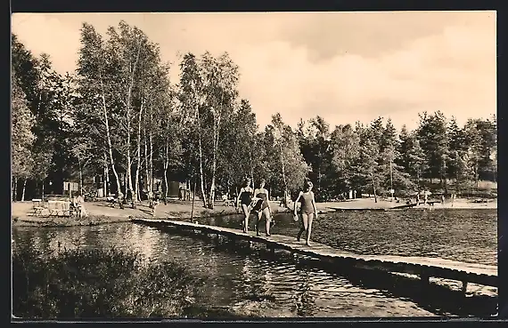 AK Bad Liebenwerda, Waldbad mit Wassersteg