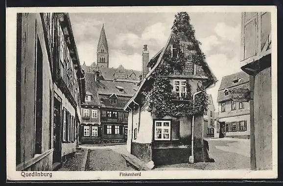 AK Quedlinburg, Haus Finkenherd mit Barbier Friseur