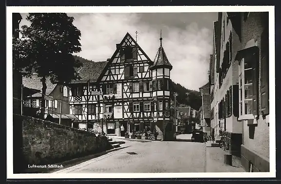 AK Schiltach, Strassenpartie mit Fachwerkhäusern