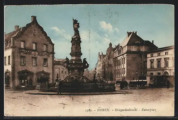 AK Düren, Kriegerdenkmal auf dem Kaiserplatz
