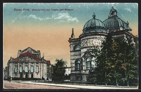 AK Düren /Rhld., Hoesch-Platz mit Theater und Museum