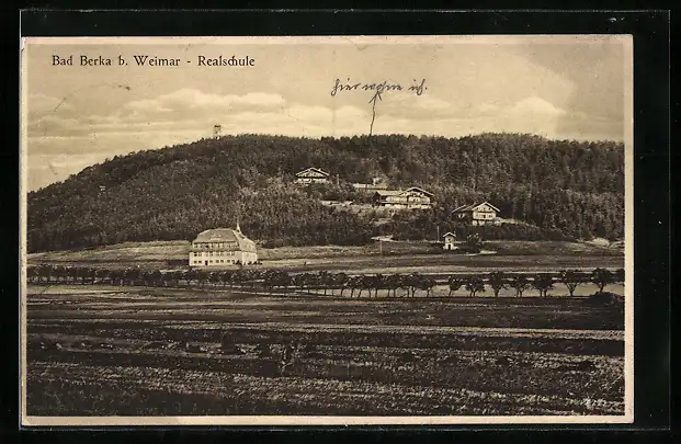 AK Bad Berka, Panoramablick mit Realschule