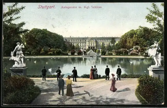 AK Stuttgart, Anlagensee mit Schloss