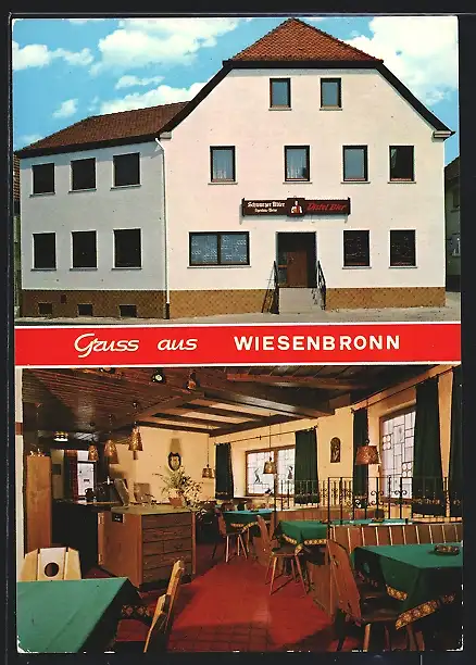 AK Wiesenbronn / Steigerwald, Gasthof-Pension zum schwarzen Adler