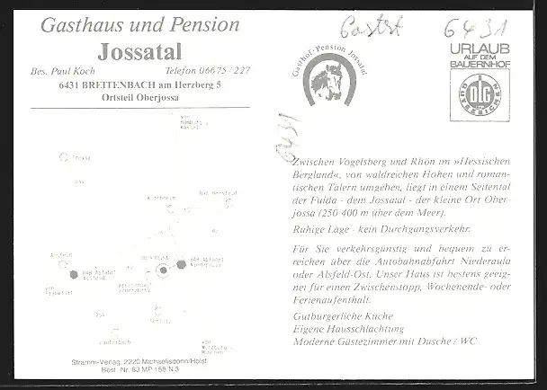 AK Breitenbach am Herzberg OT Oberjossa, Gasthaus und Pension Jossatal Paul Koch, Innenansichten