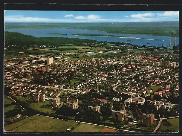 AK Wedel / Holst., Gesamtansicht vom Flugzeug aus gesehen