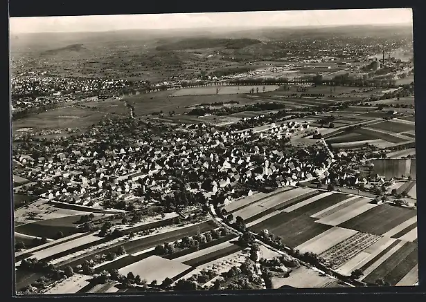 AK Obereisesheim, Teilansicht mit Neckarsulm und Heilbronn