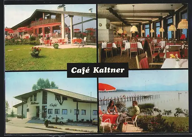 AK Seebruck, Cafe und Gästehaus Kaltner, Traunsteiner Strasse 4-6, Innenansicht, Terrasse