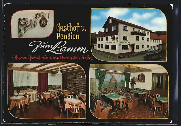 AK Oberweissenbrunn /Rhön, Gasthof u. Pension Zum Lamm J. u. L. Kessler, Innenansichten