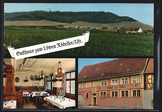 AK Rödelsee /Ufr., Gasthaus zum Löwen Erhard Stier, Innenansicht, Panorama