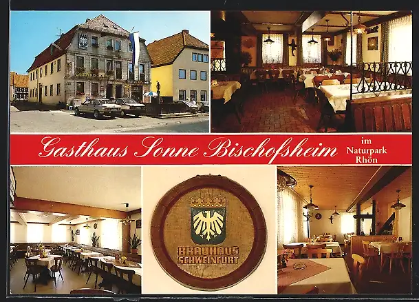 AK Bischofsheim /Rhön, Gasthaus Sonne Fam. Kern, Marktplatz 6, Innenansichten