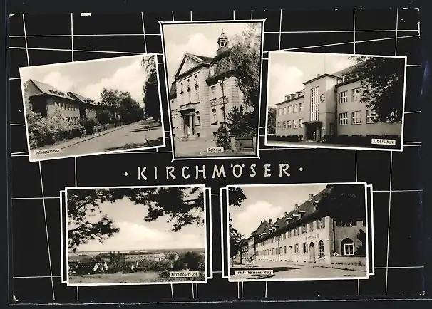 AK Kirchmöser, Rathaus, Oberschule, Ernst-Thälmann-Platz